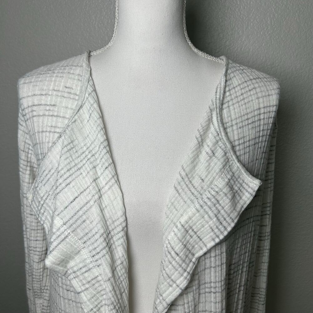 Anthropologie Saturday Sunday gray/white striped open duster sweater M - Picture 2 of 9